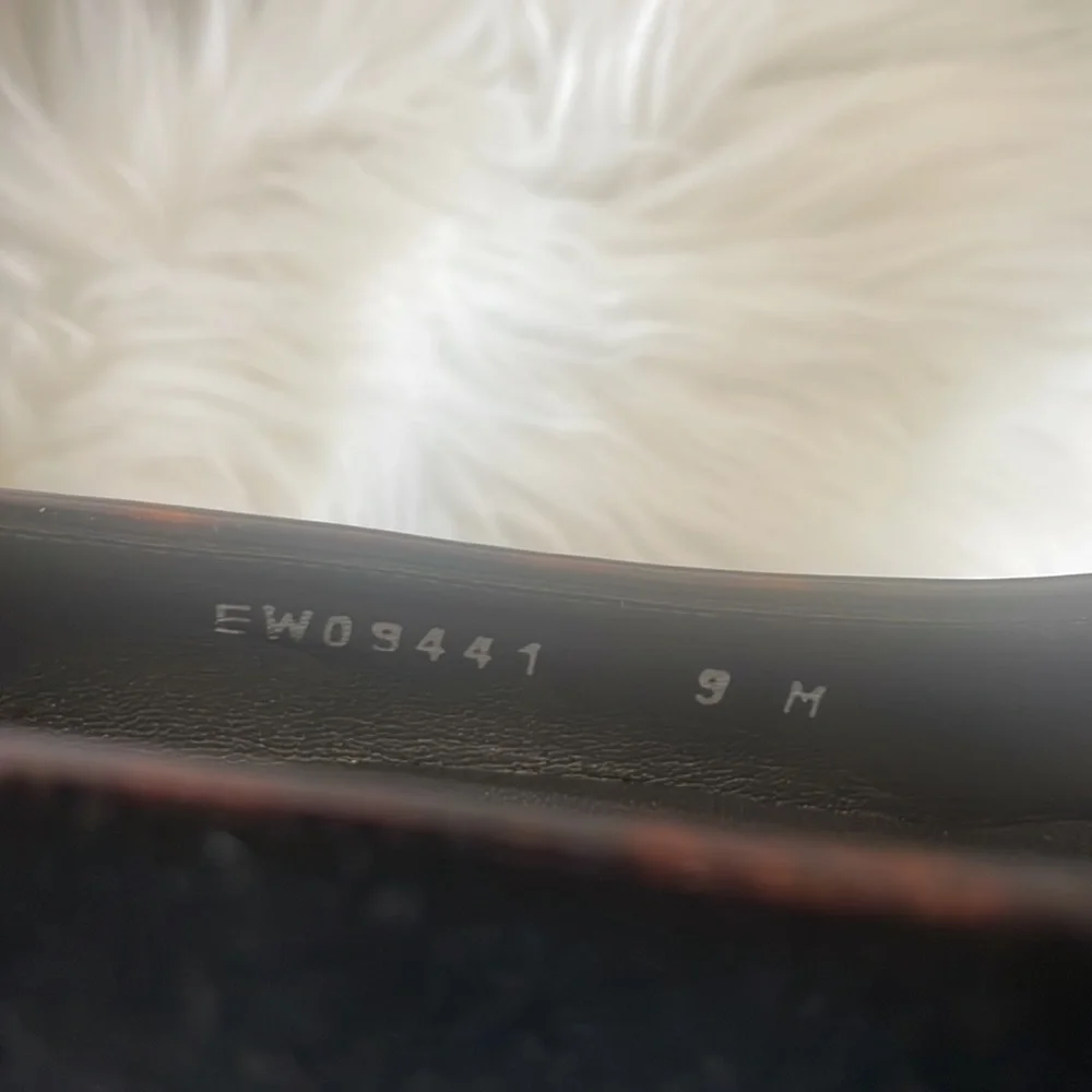 Stuart Weitzman wedge flat brown marble patent and black suede vintage Sz 9M